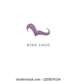 Bird silhouette logo. Vector abstract minimalistic illustration flying fowl. Pigeon icon. Zoo, pet shop, farm, bird feather, wild nature vector flat style logotype modern.