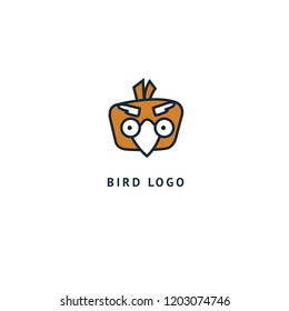 Bird silhouette logo. Vector abstract minimalistic illustration flying fowl. Owl icon. Zoo, pet shop, farm, bird feather, wild nature vector flat style logotype modern.