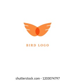 Bird silhouette logo. Vector abstract minimalistic illustration flying fowl. Pigeon icon. Zoo, pet shop, farm, bird feather, wild nature vector flat style logotype modern.