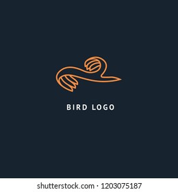 Bird silhouette logo. Vector abstract minimalistic illustration flying fowl. Pigeon icon. Zoo, pet shop, farm, bird feather, wild nature vector flat style logotype modern.