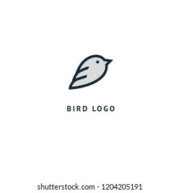 Bird silhouette logo. Vector abstract minimalistic illustration flying fowl. Pigeon icon. Zoo, pet shop, farm, bird feather, wild nature vector flat style logotype modern.