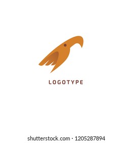 Bird silhouette logo. Vector abstract minimalistic illustration flying fowl. Pigeon icon. Zoo, pet shop, farm, bird feather, wild nature vector flat style logotype modern.