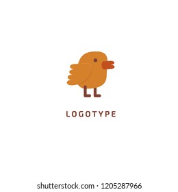 Bird silhouette logo. Vector abstract minimalistic illustration flying fowl. Pigeon icon. Zoo, pet shop, farm, bird feather, wild nature vector flat style logotype modern.