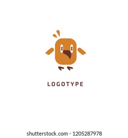 Bird silhouette logo. Vector abstract minimalistic illustration flying fowl. Pigeon icon. Zoo, pet shop, farm, bird feather, wild nature vector flat style logotype modern.