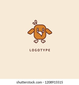Bird silhouette logo. Vector abstract minimalistic illustration flying fowl. Pigeon icon. Zoo, pet shop, farm, bird feather, wild nature vector flat style logotype modern.