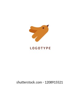 Bird silhouette logo. Vector abstract minimalistic illustration flying fowl. Pigeon icon. Zoo, pet shop, farm, bird feather, wild nature vector flat style logotype modern.