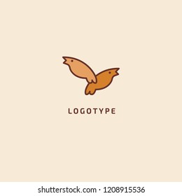 Bird silhouette logo. Vector abstract minimalistic illustration flying fowl. Pigeon icon. Zoo, pet shop, farm, bird feather, wild nature vector flat style logotype modern.