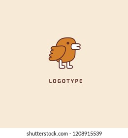 Bird silhouette logo. Vector abstract minimalistic illustration flying fowl. Pigeon icon. Zoo, pet shop, farm, bird feather, wild nature vector flat style logotype modern.