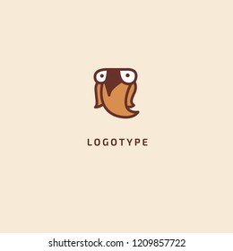 Bird silhouette logo. Vector abstract minimalistic illustration flying fowl. Pigeon icon. Zoo, pet shop, farm, bird feather, wild nature vector flat style logotype modern.