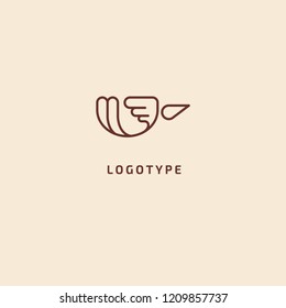 Bird silhouette logo. Vector abstract minimalistic illustration flying fowl. Pigeon icon. Zoo, pet shop, farm, bird feather, wild nature vector flat style logotype modern.