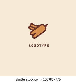 Bird silhouette logo. Vector abstract minimalistic illustration flying fowl. Pigeon icon. Zoo, pet shop, farm, bird feather, wild nature vector flat style logotype modern.