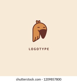 Bird silhouette logo. Vector abstract minimalistic illustration flying fowl. Pigeon icon. Zoo, pet shop, farm, bird feather, wild nature vector flat style logotype modern.