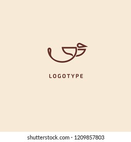 Bird silhouette logo. Vector abstract minimalistic illustration flying fowl. Pigeon icon. Zoo, pet shop, farm, bird feather, wild nature vector flat style logotype modern.