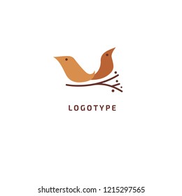 Bird silhouette logo. Vector abstract minimalistic illustration flying fowl. Pigeon icon. Zoo, pet shop, farm, bird feather, wild nature vector flat style logotype modern.