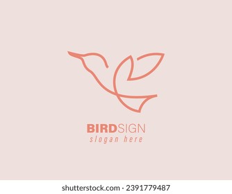 	
Bird silhouette logo. Vector abstract minimalistic illustration flying fowl.