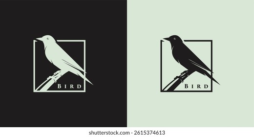 bird silhouette nest logo vector icon illustration