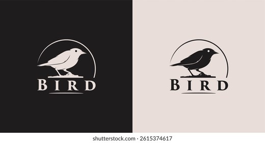 bird silhouette nest logo vector icon illustration