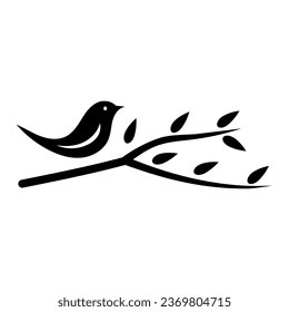 silueta de pájaro en la ilustración vectorial de rama