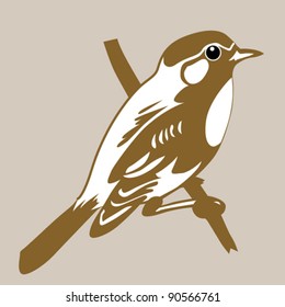 bird silhouette on brown background, vector illustration