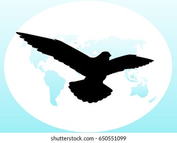 bird silhouette on the earth background - Bird, Eagle , Flying, Animal