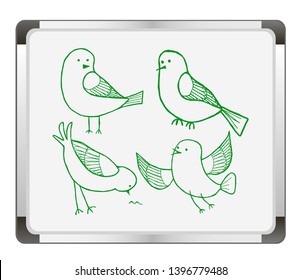 Bird Silhouette on flip chart background. Hand drawn vector illustration