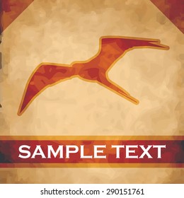 Bird silhouette on parchment with dark brown and gold ribbon