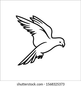bird silhouette on white background, vector illustration