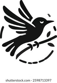 "Bird silhouette on a white background. A clean, high-quality vector or digital illustration of a bird in flight (or perched, depending on your design). Perfect for logos, nature-themed designs
