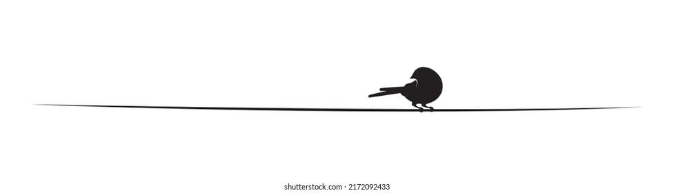 Silueta de pájaro en alambre, vector. Silueta de pájaro sobre rama aislada sobre fondo blanco, ilustración. Decoración De Paredes Y Arte Paredes. Obra artística en el muro. Diseño minimalista de afiches
