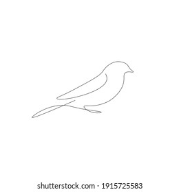 Bird Silhouette One Line Drawing, Vector Illustration