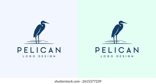 bird silhouette pelican nest logo vector icon illustration