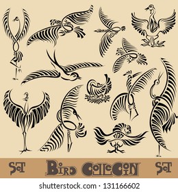 bird silhouette set