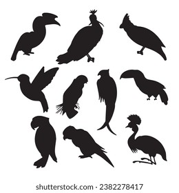 Bird silhouette set, bird silhouette