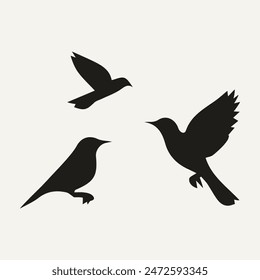 Bird silhouette set vector illustration