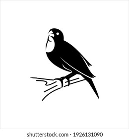 bird silhouette standing on tree animal vector, graphic design element template ideas