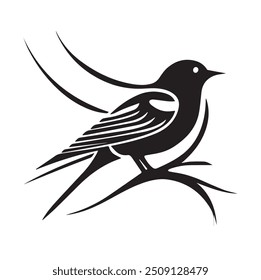 bird silhouette vector art, logo, icon design black and white