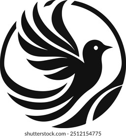 Bird silhouette vector art with white background