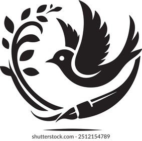 Bird silhouette vector art with white background