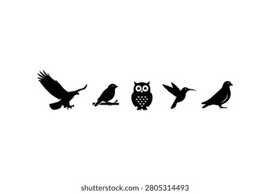 Bird Silhouette Vector Icon Collection Set