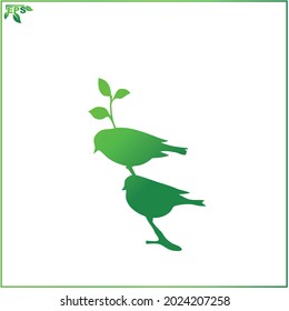 bird silhouette vector illustration in green flat design concept