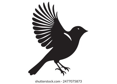 Vector de silueta de pájaro aislado sobre un fondo blanco