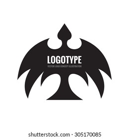 Bird silhouette - vector logo template concept illustration. Black monster sign. Wings symbol. Design element.