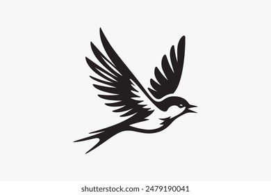 Bird silhouette vector style with white background