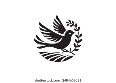 Bird silhouette vector with white background