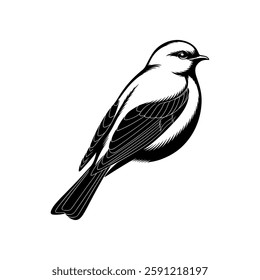 Bird Silhouette With A White Background.
