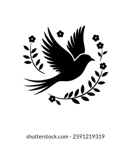 Bird Silhouette With A White Background.