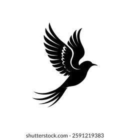 Bird Silhouette With A White Background.