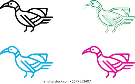 Bird silhouettes, colorful wings, graphic design, minimalist art, flat colors, vector illustration, black pink blue turquoise, flying birds, spread wings, simplified shapes, clean lines, stylized avia