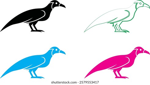 Bird silhouettes, colorful wings, graphic design, minimalist art, flat colors, vector illustration, black pink blue turquoise, flying birds, spread wings, simplified shapes, clean lines, stylized avia