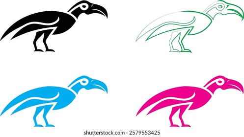 Bird silhouettes, colorful wings, graphic design, minimalist art, flat colors, vector illustration, black pink blue turquoise, flying birds, spread wings, simplified shapes, clean lines, stylized avia